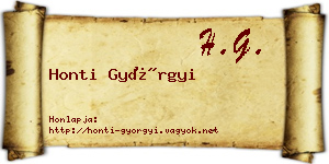 Honti Györgyi névjegykártya